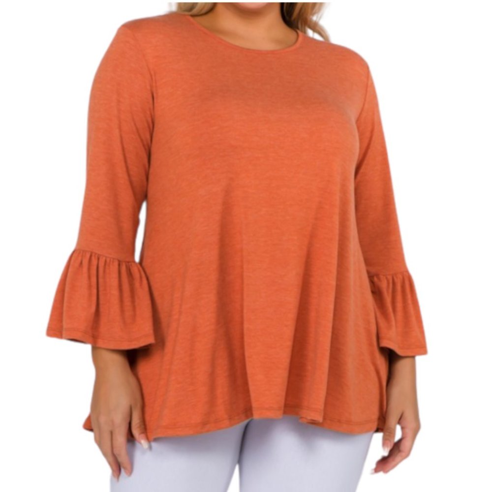 2x Plus NWT Yelete Copper Bell Sleeve Pullover Tunic Top